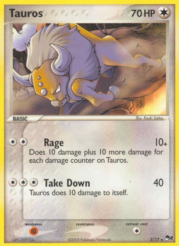 Tauros - 005/017 - Rare - NM - Holofoil