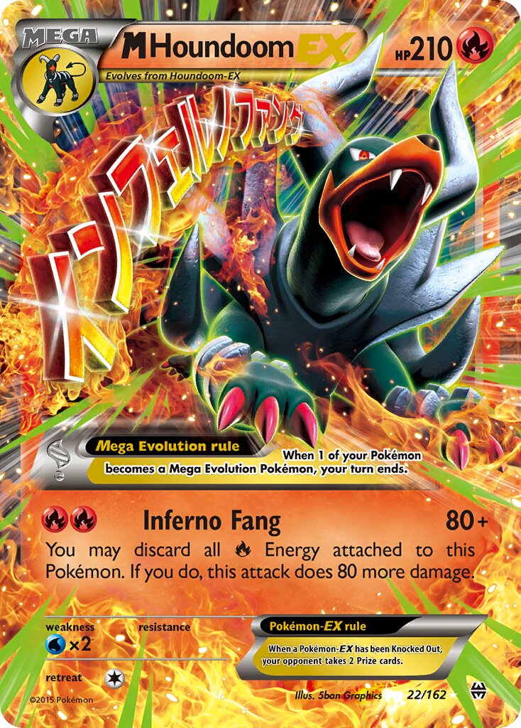 M Houndoom EX - 22/162 - Rare Holo EX - NM - Holofoil