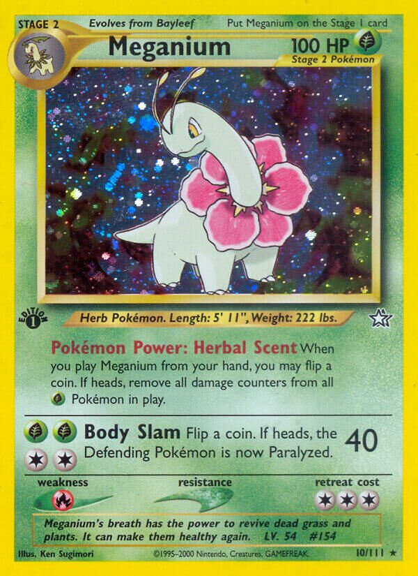 Meganium - 010/111 - Holo Rare - NM - 1st Edition Holofoil