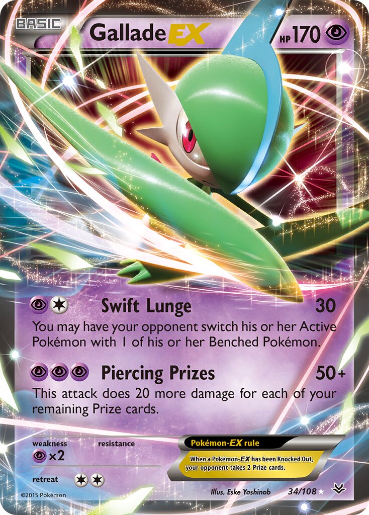 Gallade EX - 34/108 - Rare Holo EX - NM - Holofoil