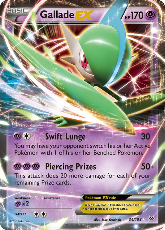 Gallade EX - 34/108 - Rare Holo EX - NM - Holofoil