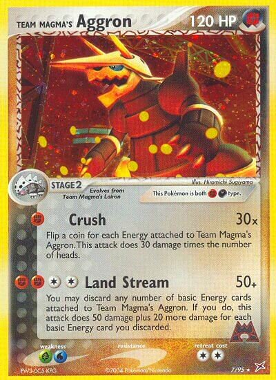 Team Magma's Aggron - 7/95 - Holo Rare - NM - Holofoil