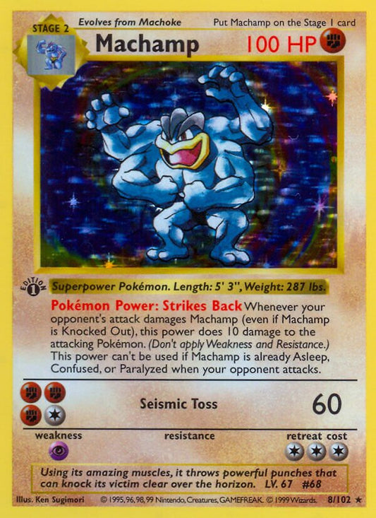 Machamp - 008/102 - Holo Rare - NM - 1st Edition Holofoil