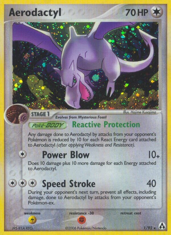 Aerodactyl - 1/92 - Holo Rare - NM - Reverse Holofoil