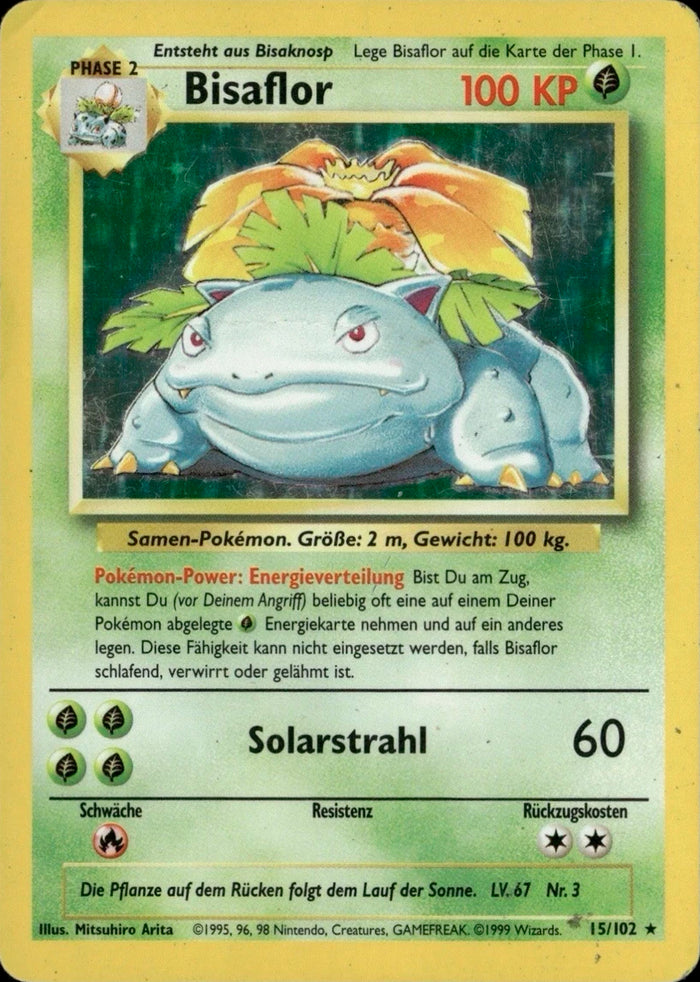 Venusaur - 015/102 - Holo Rare - DMG - Unlimited Holofoil Alemán