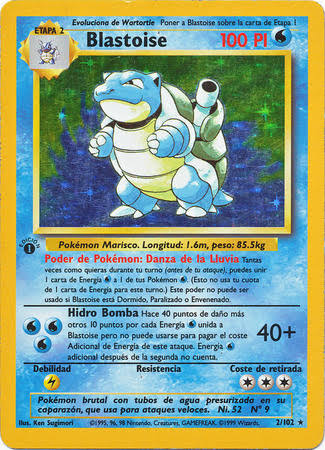 Blastoise - 002/102 - Holo Rare - HP - 1st Edition Holofoil Español