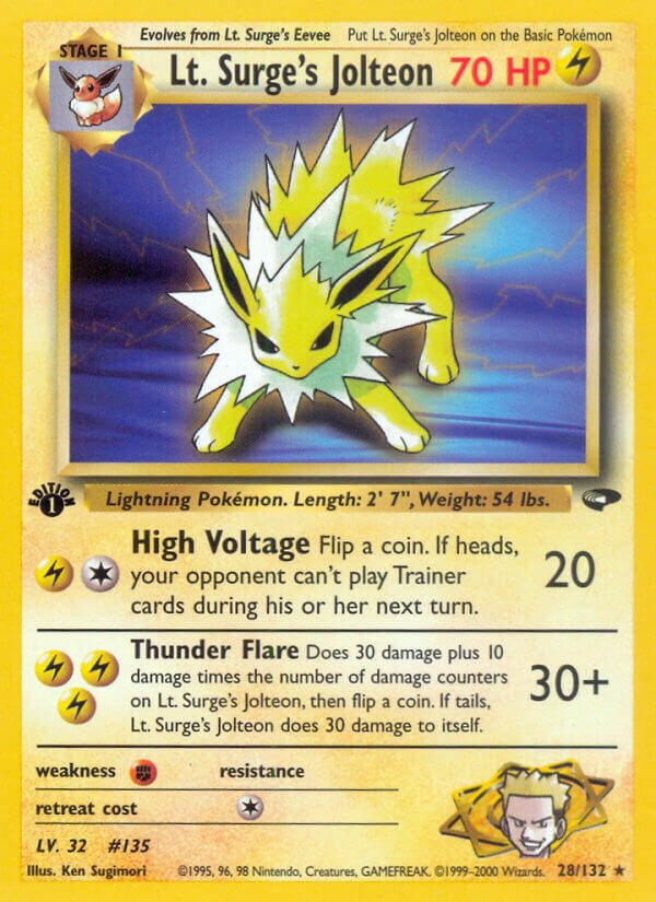 Lt. Surge's Jolteon - 028/132 - Rare - NM - Unlimited