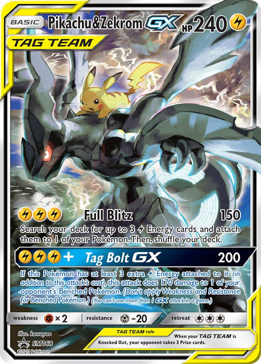 Pikachu & Zekrom-GX - SM168 - Promo - NM - Holofoil