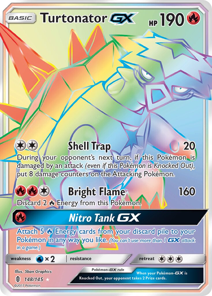 Turtonator-GX - 148/145 - Rare Rainbow - NM - Holofoil
