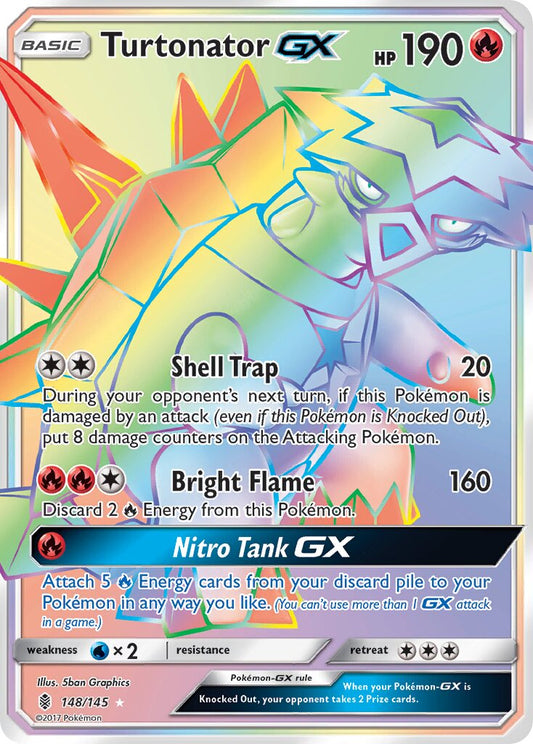 Turtonator-GX - 148/145 - Rare Rainbow - NM - Holofoil