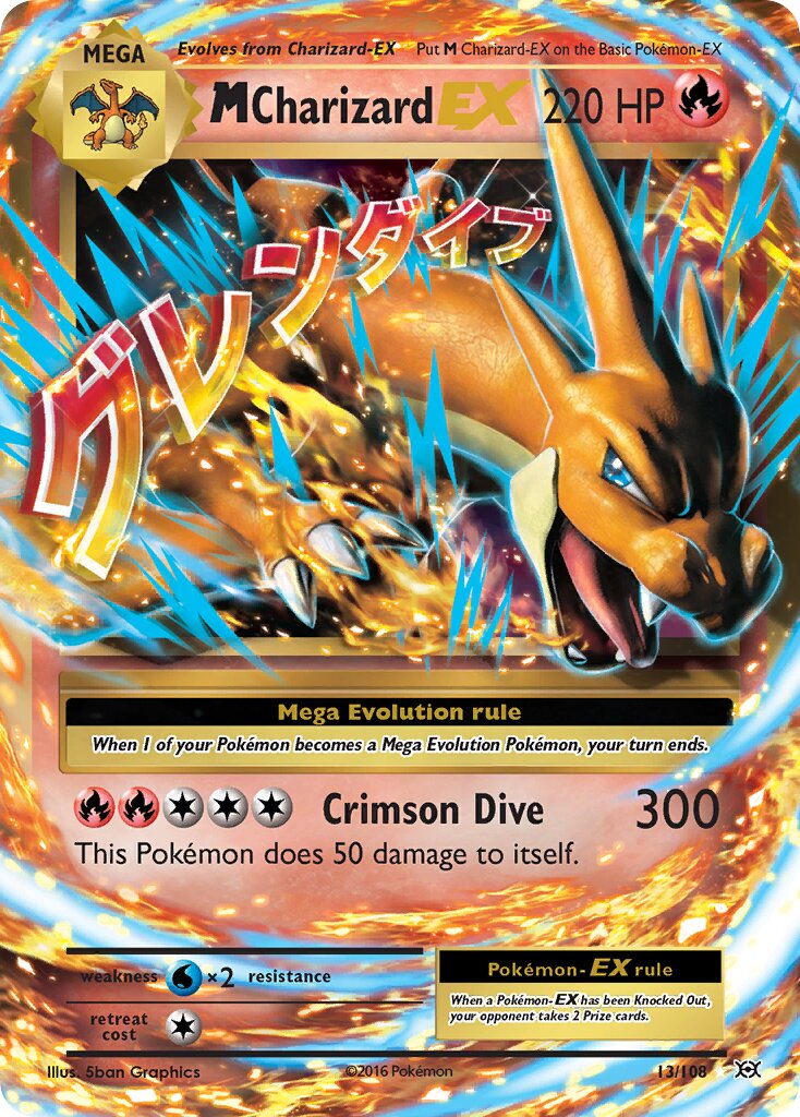 M Charizard EX - 13/108 - Rare Holo EX - NM - Holofoil