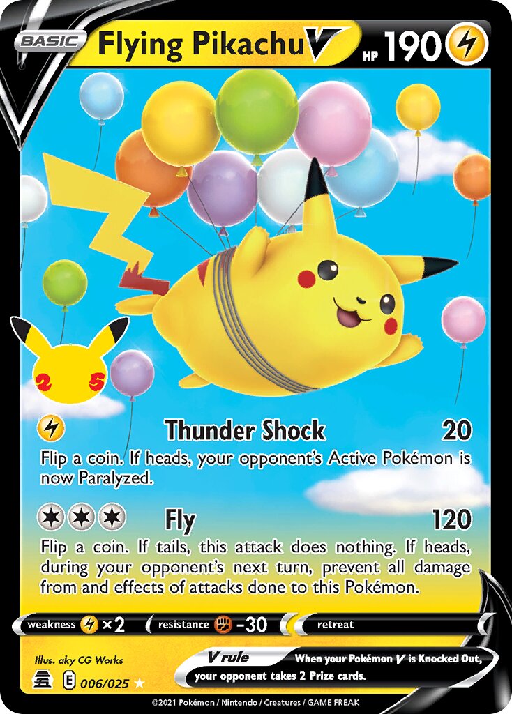 Flying Pikachu V - 006/025 - Holo Rare V - NM - Holofoil