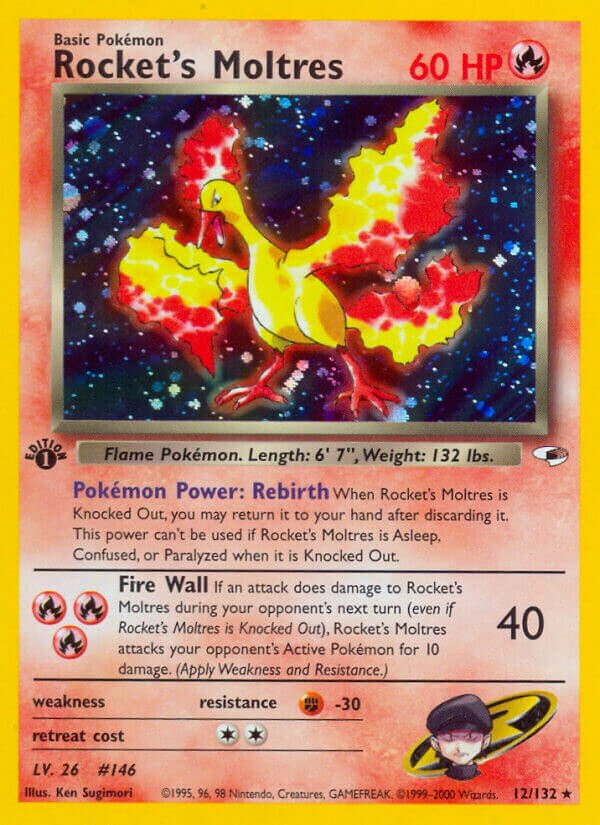 Rocket's Moltres - 012/132 - Holo Rare - NM - Unlimited Holofoil