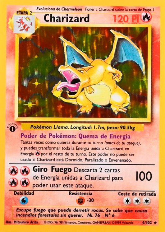 Charizard - 004/102 - Holo Rare - HP - 1st Edition Holofoil Español