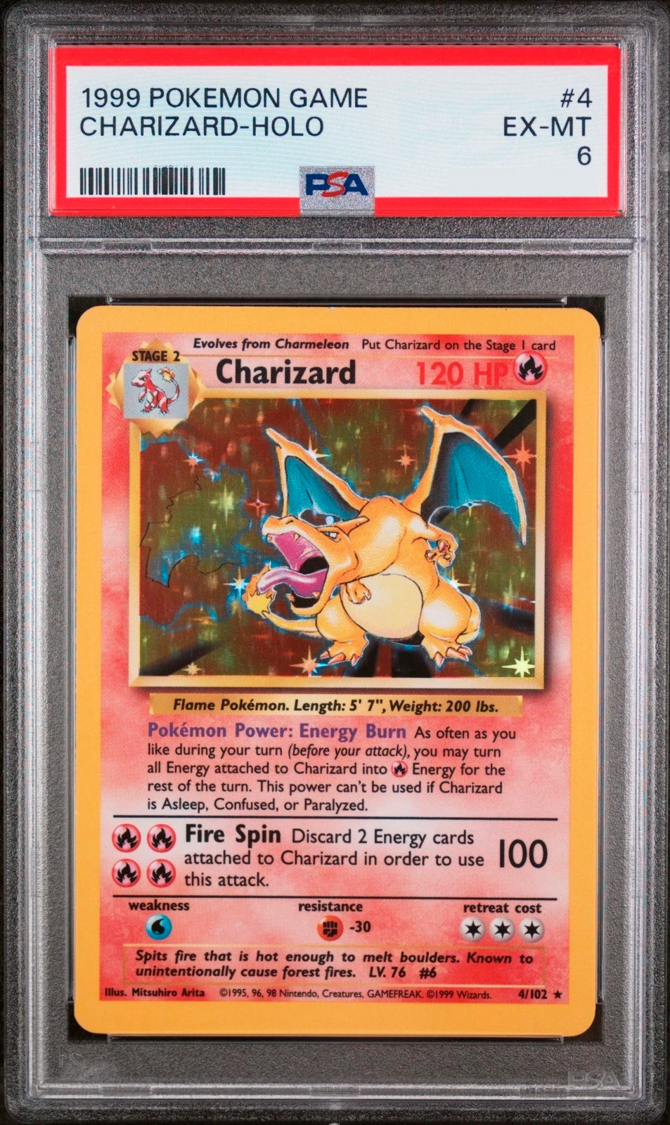 Charizard - 4/102 - Base set 1999 - Holofoil - PSA 6