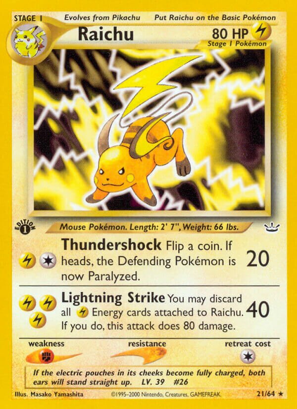 Raichu - 21/64 - Rare - NM - Unlimited