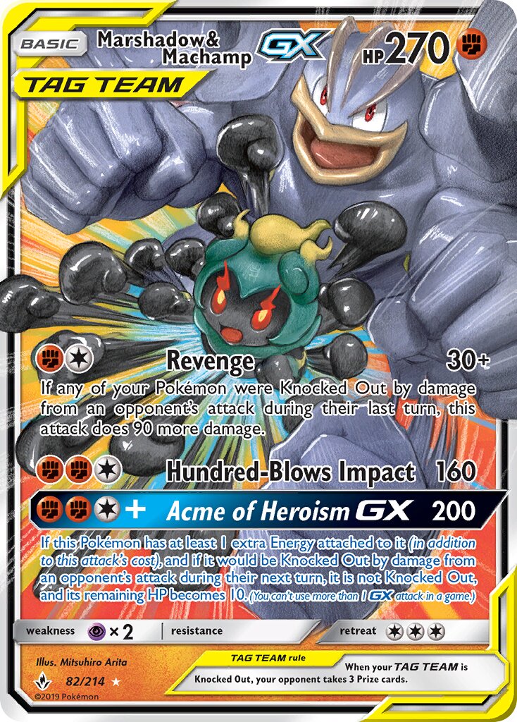 Marshadow & Machamp-GX - 82/214 - Rare Holo GX - NM - Holofoil