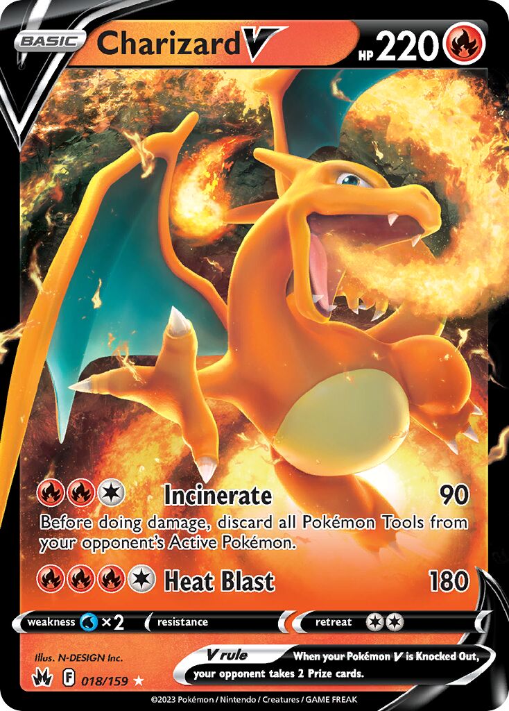 Charizard V - 018/159 - Holo Rare V - NM - Holofoil