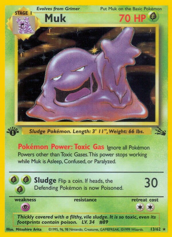 Muk - 13/62 - Holo Rare - NM - 1st Edition Holofoil