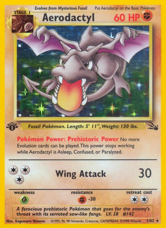 Aerodactyl - 01/62 - Holo Rare - NM - 1st Edition Holofoil