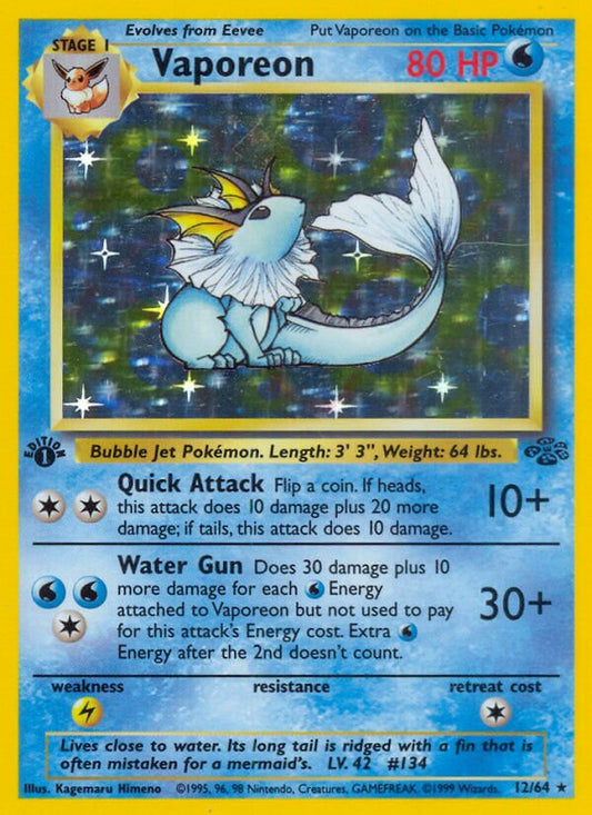 Vaporeon - 12/64 - Holo Rare - NM - Unlimited Holofoil