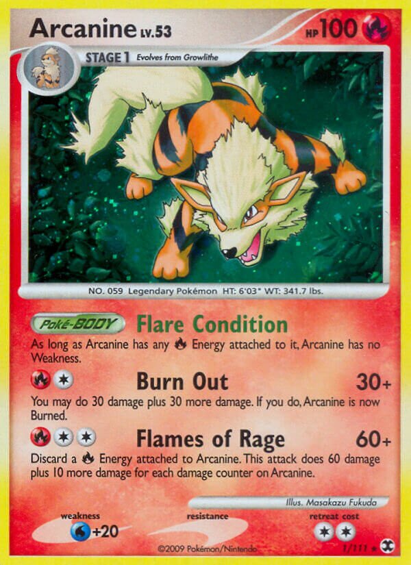 Arcanine - 1/111 - Holo Rare - NM - Reverse Holofoil