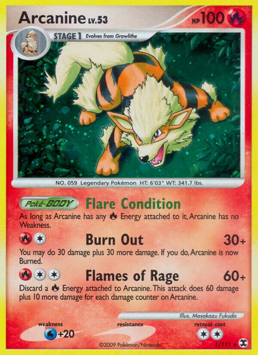 Arcanine - 1/111 - Holo Rare - NM - Reverse Holofoil