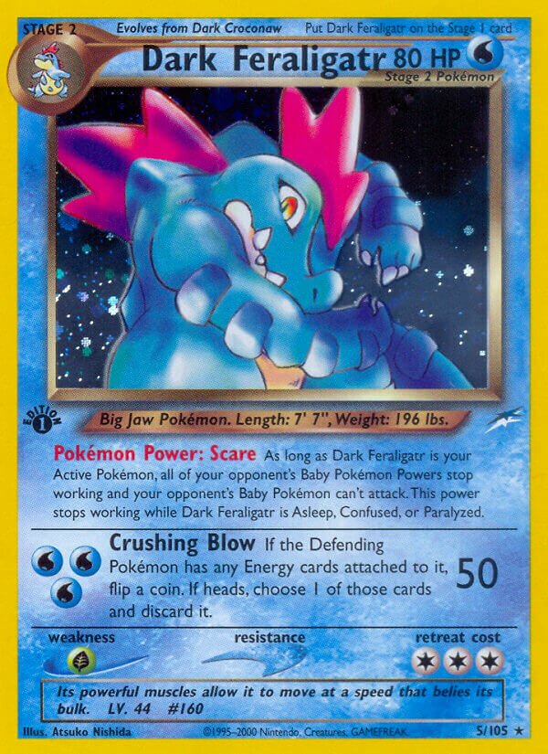 Dark Feraligatr - 005/105 - Holo Rare - NM - 1st Edition Holofoil