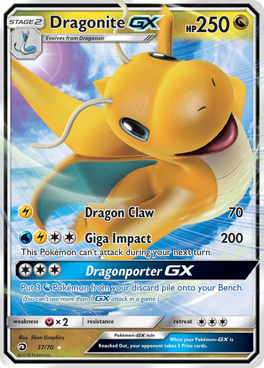 Dragonite-GX - 37/70 - Rare Holo GX - NM - Holofoil
