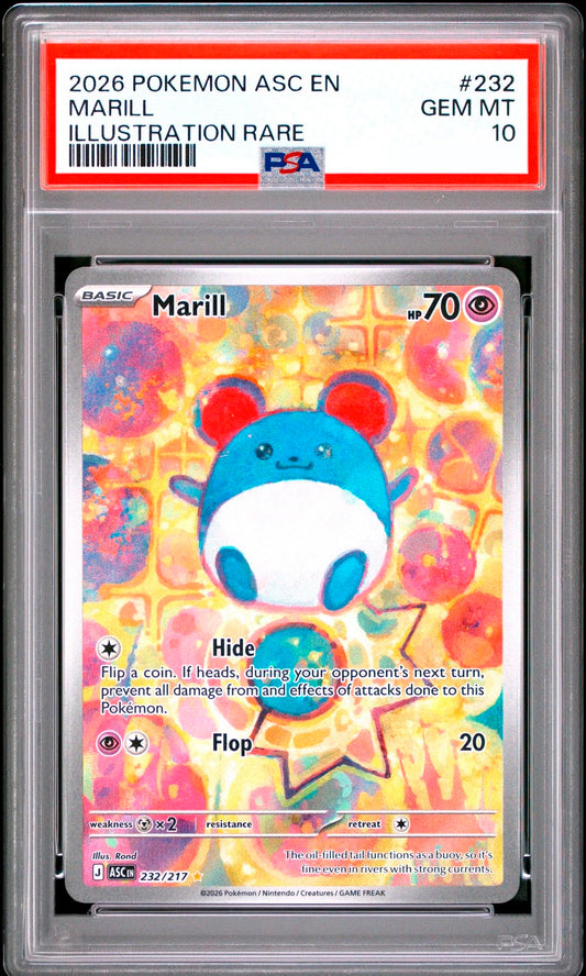 Marill 232/217 -  Ascended Heroes Illustration Rare - PSA 10