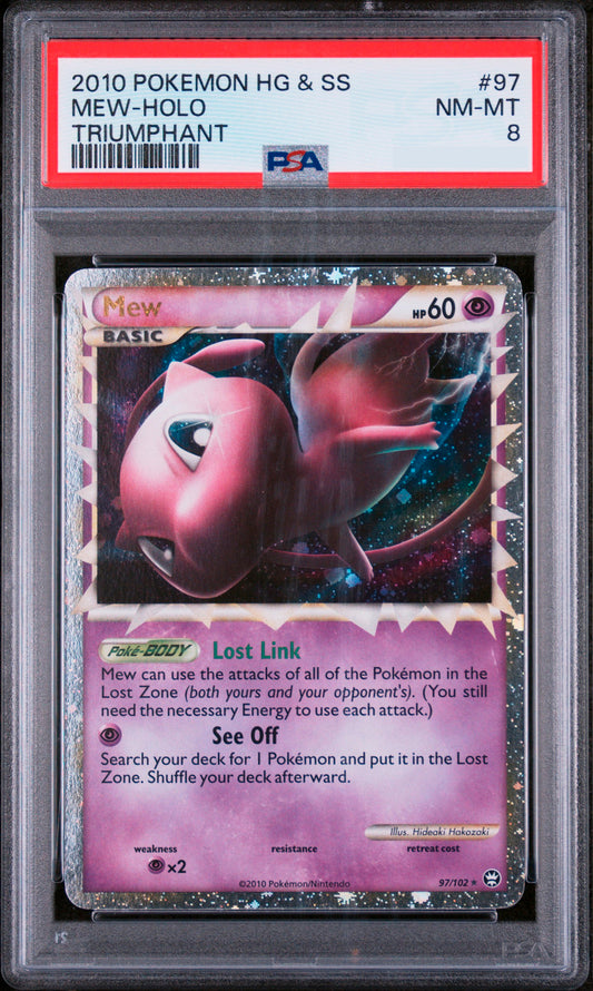 Mew Prime - 97/102 HGSS Triumphant - Holofoil PSA 8