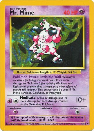 Mr. Mime Non Symbol Error - 06/64 - Holo Rare - LP - Unlimited Holofoil
