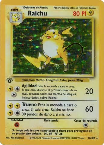 Raichu - 014/102 - Holo Rare - MP - 1st Edition Holofoil Español