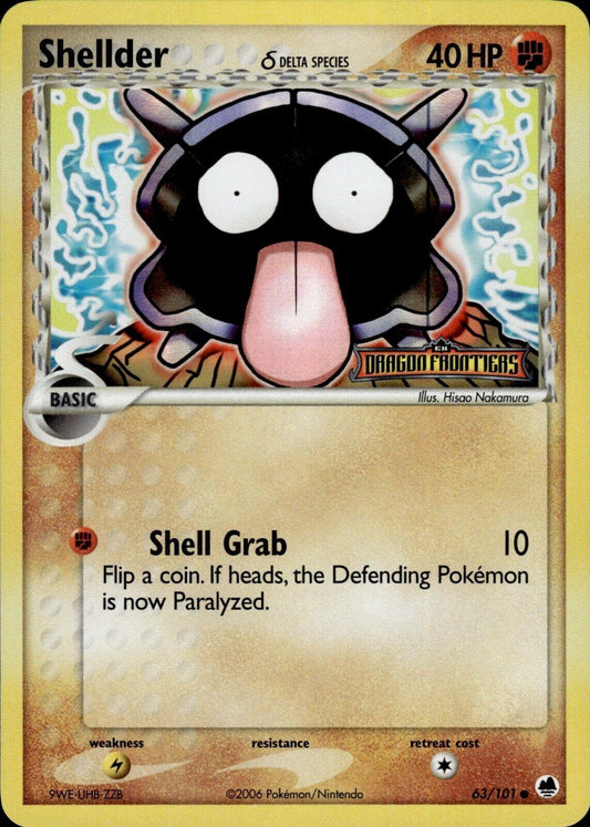 Shellder - 63/101 - Common - LP - Reverse Holofoil Stamped