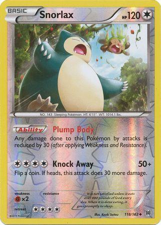 Snorlax - 118/162 - Uncommon - LP+ - Reverse Holofoil