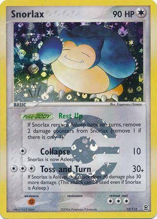 Snorlax - 15/112 - Holo Rare - LP+ - Reverse Holofoil