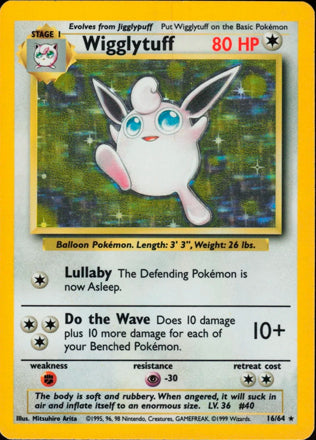 Wigglytuff NON SYMBOL ERROR - 16/64 - Holo Rare - LP - Unlimited Holofoil